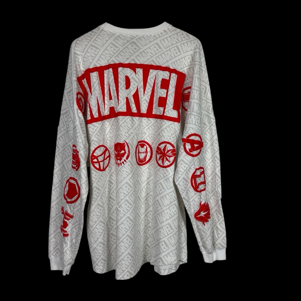 Marvel Spirit Jersey Shirt  Avengers Hero Logos White & Red Size XXL